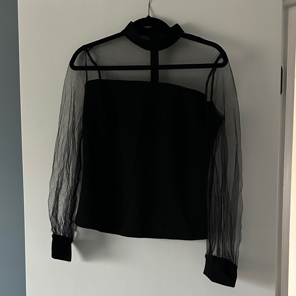 Amazon Black Sheer Sleeve Blouse